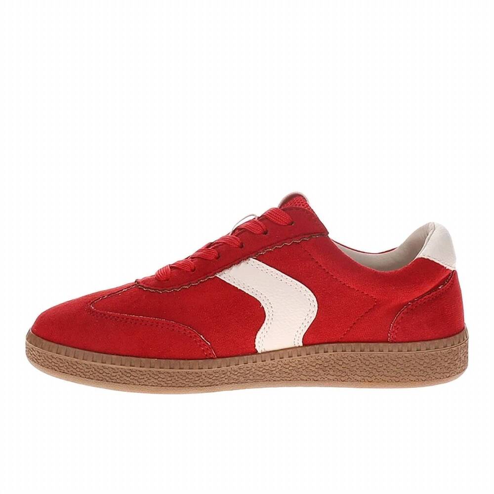 NEW CORKYS FOOTWEAR women's spoiler alert lace up sneakers in red faux suede - Picture 3 of 6